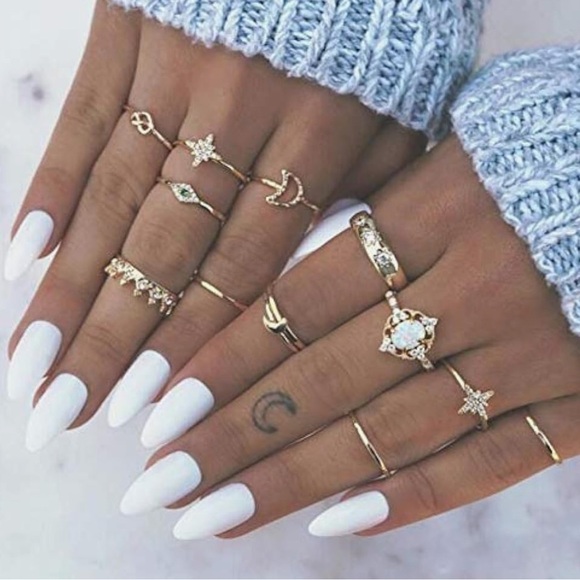 12 Piece Gold Moon Knuckle Ring Set - Picture 3 of 7